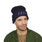 P.S.Y.C. Embroidered Cuffed Beanie — Purple Lettering Winter Hat
