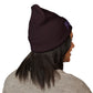 P.S.Y.C. Embroidered Cuffed Beanie — Purple Lettering Winter Hat
