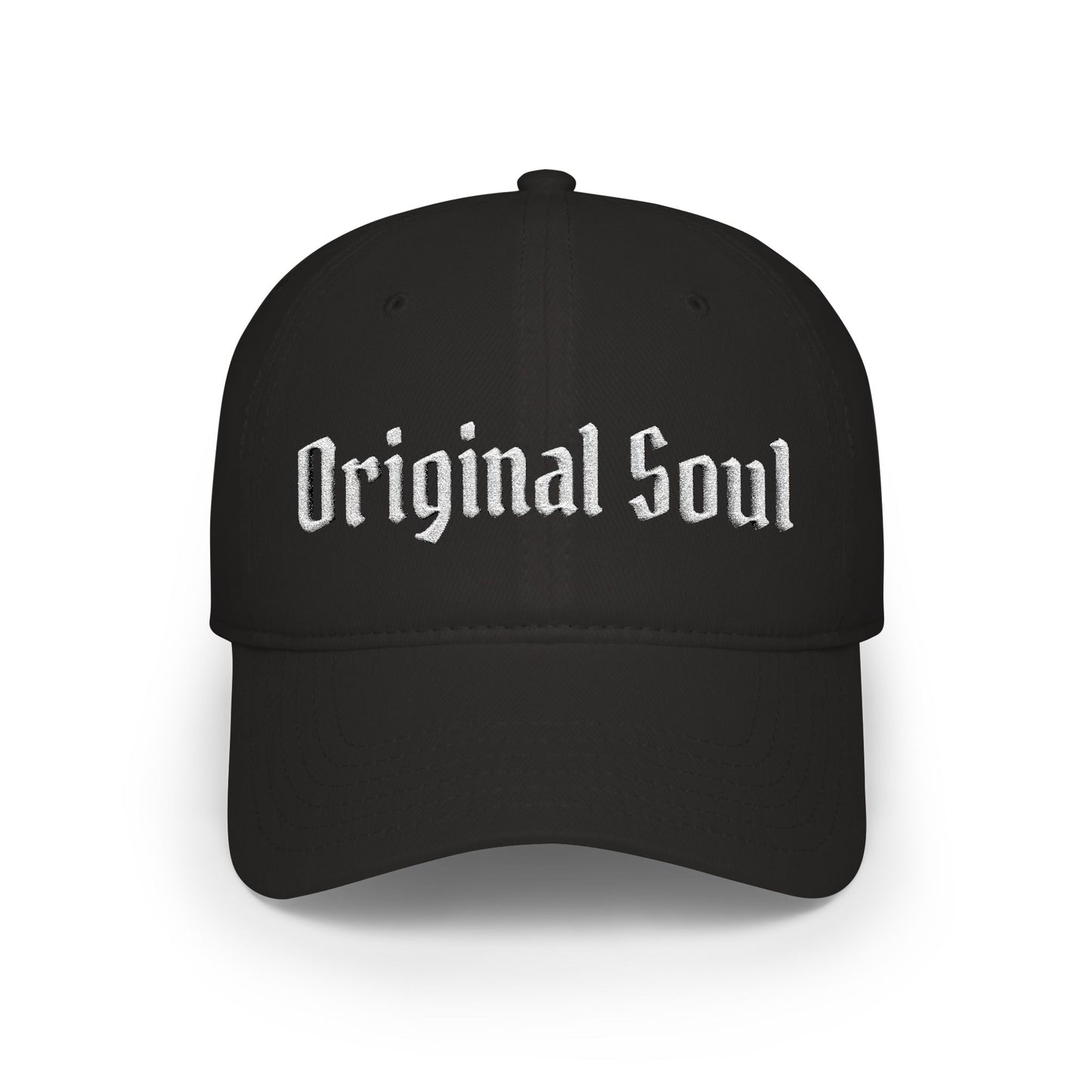 Original Soul Embroidered Baseball Cap — Retro Gothic Script Low-Profile Hat