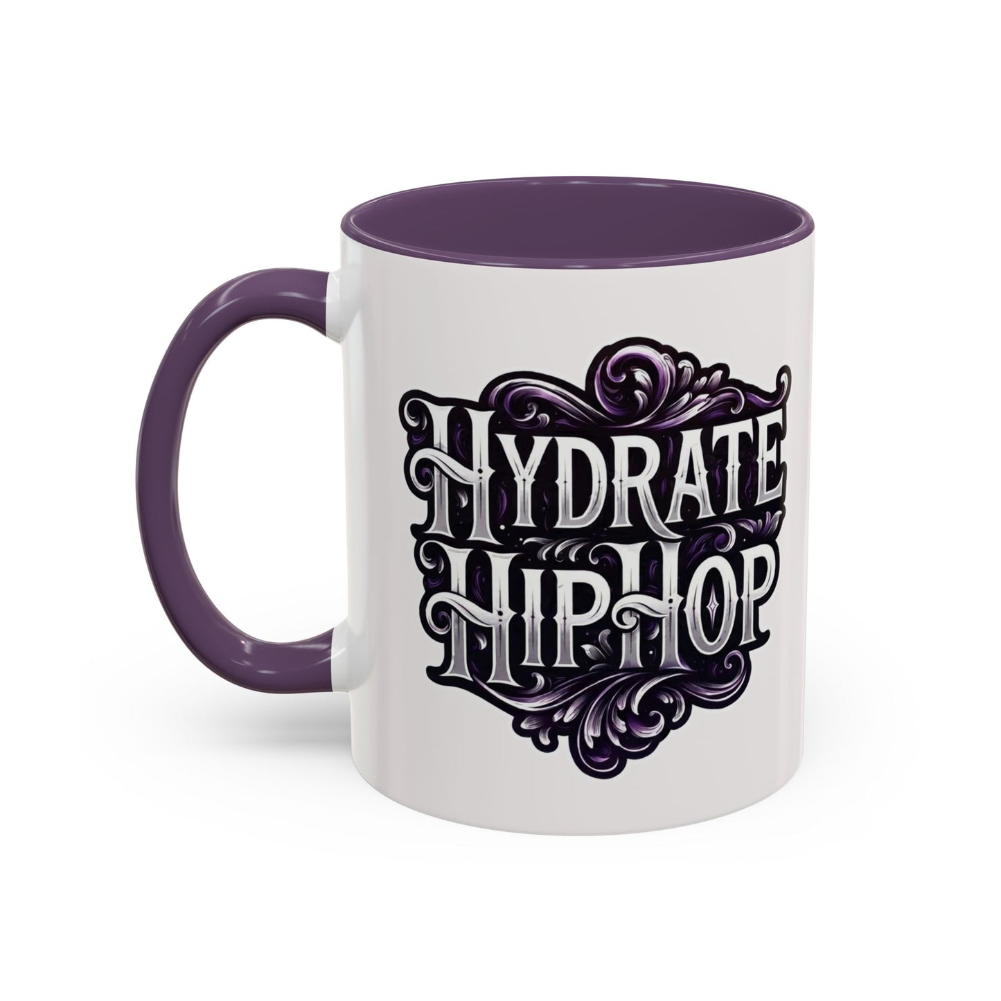 Hydrate Hip Hop Accent Coffee Mug – Retro Script Beverage Cup (11/15oz)