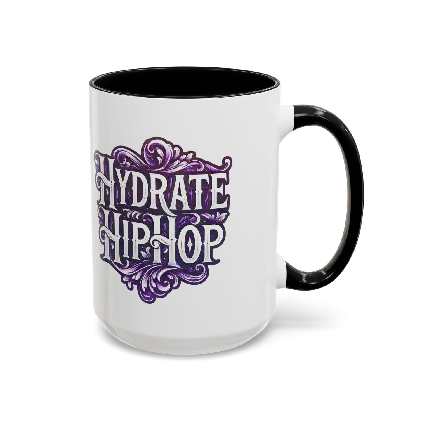 Hydrate Hip Hop Accent Coffee Mug — Purple Typography Tea & Coffee Cup (11/15oz)