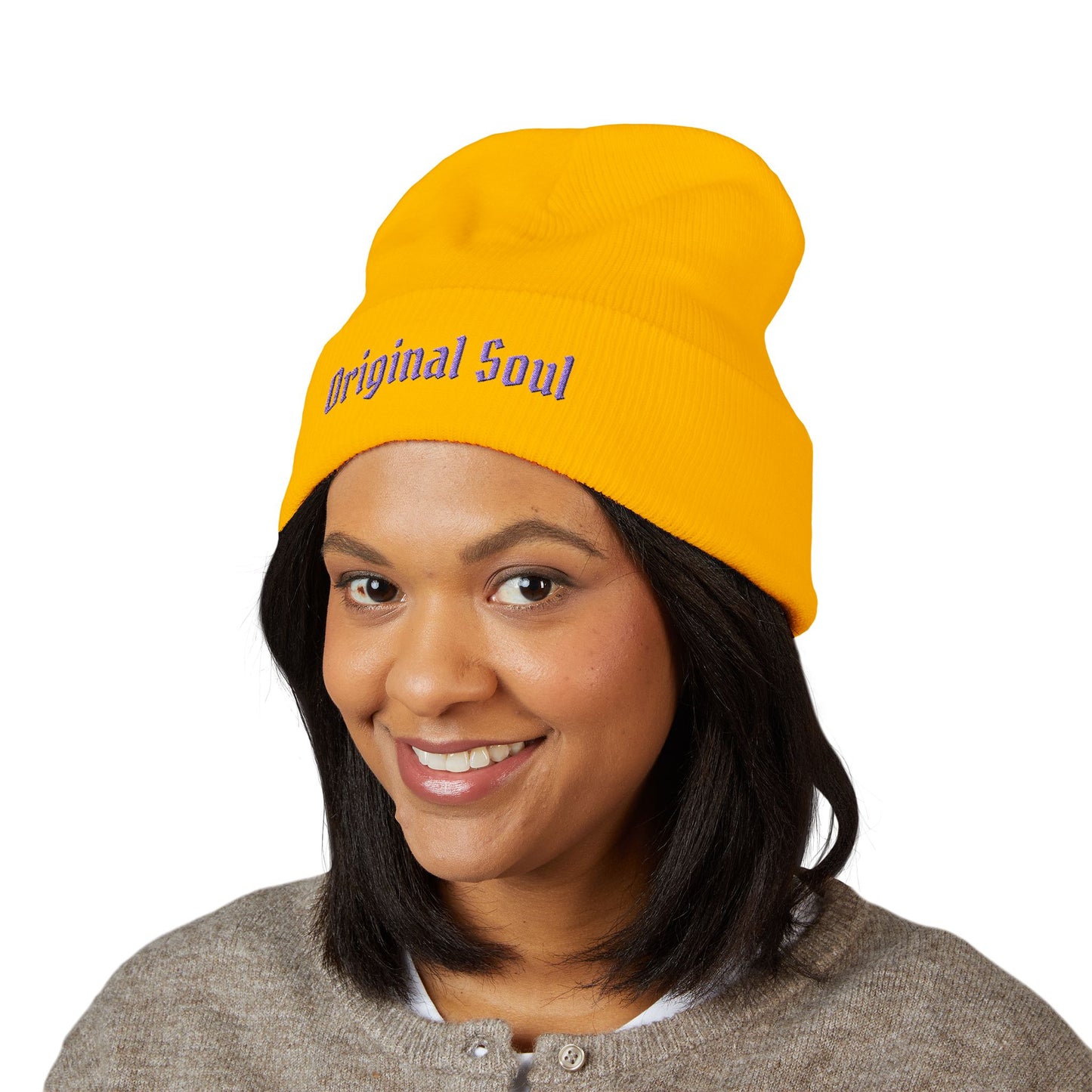 Original Soul Embroidered Beanie — Classic Cuffed Knit Hat