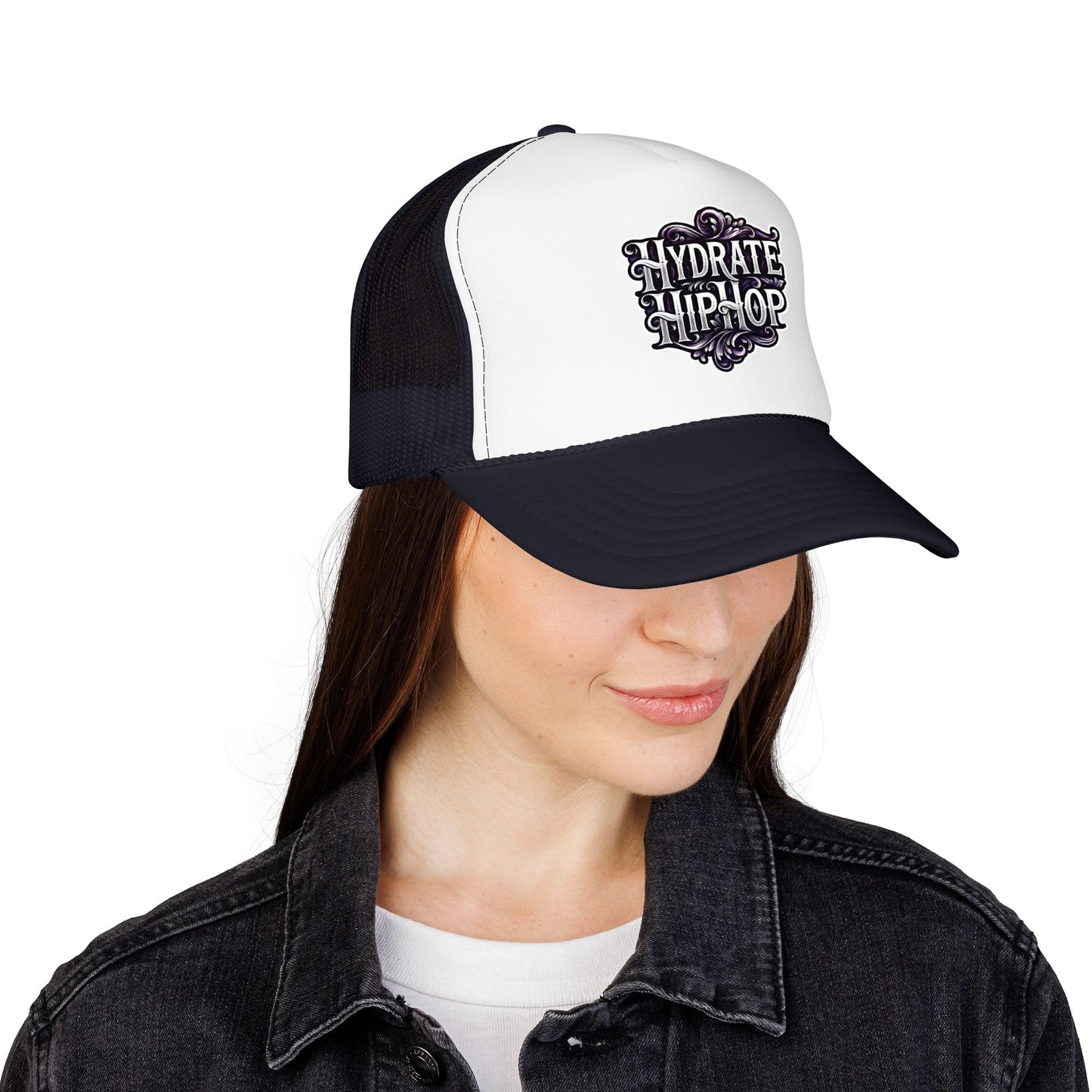 Hydrate Hip Hop Trucker Hat - Retro Script Foam Mesh Cap