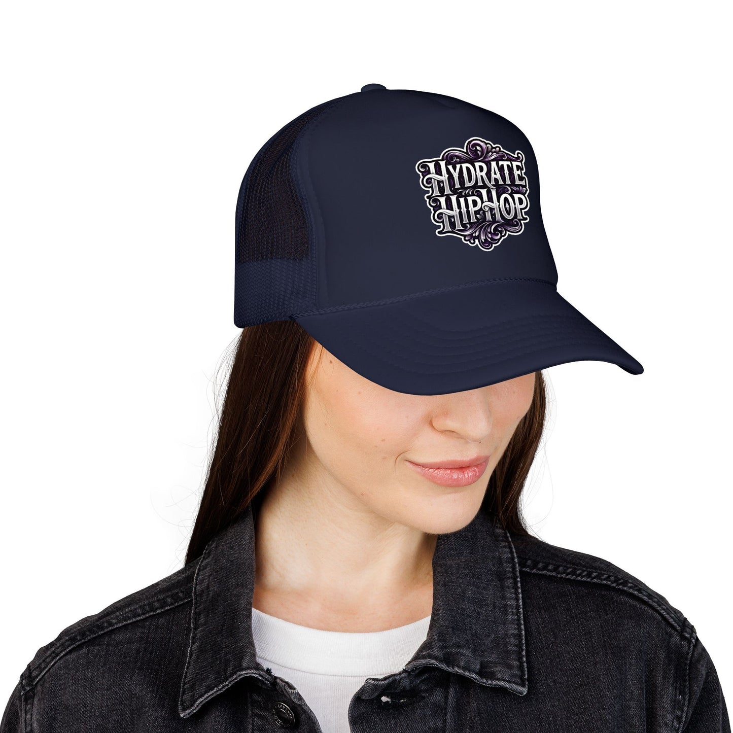 Hydrate Hip Hop Trucker Hat - Retro Script Foam Mesh Cap