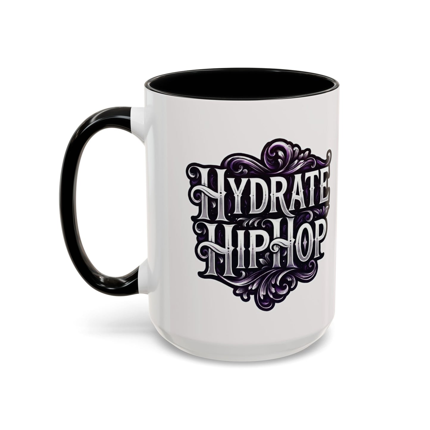 Hydrate Hip Hop Accent Coffee Mug – Retro Script Beverage Cup (11/15oz)
