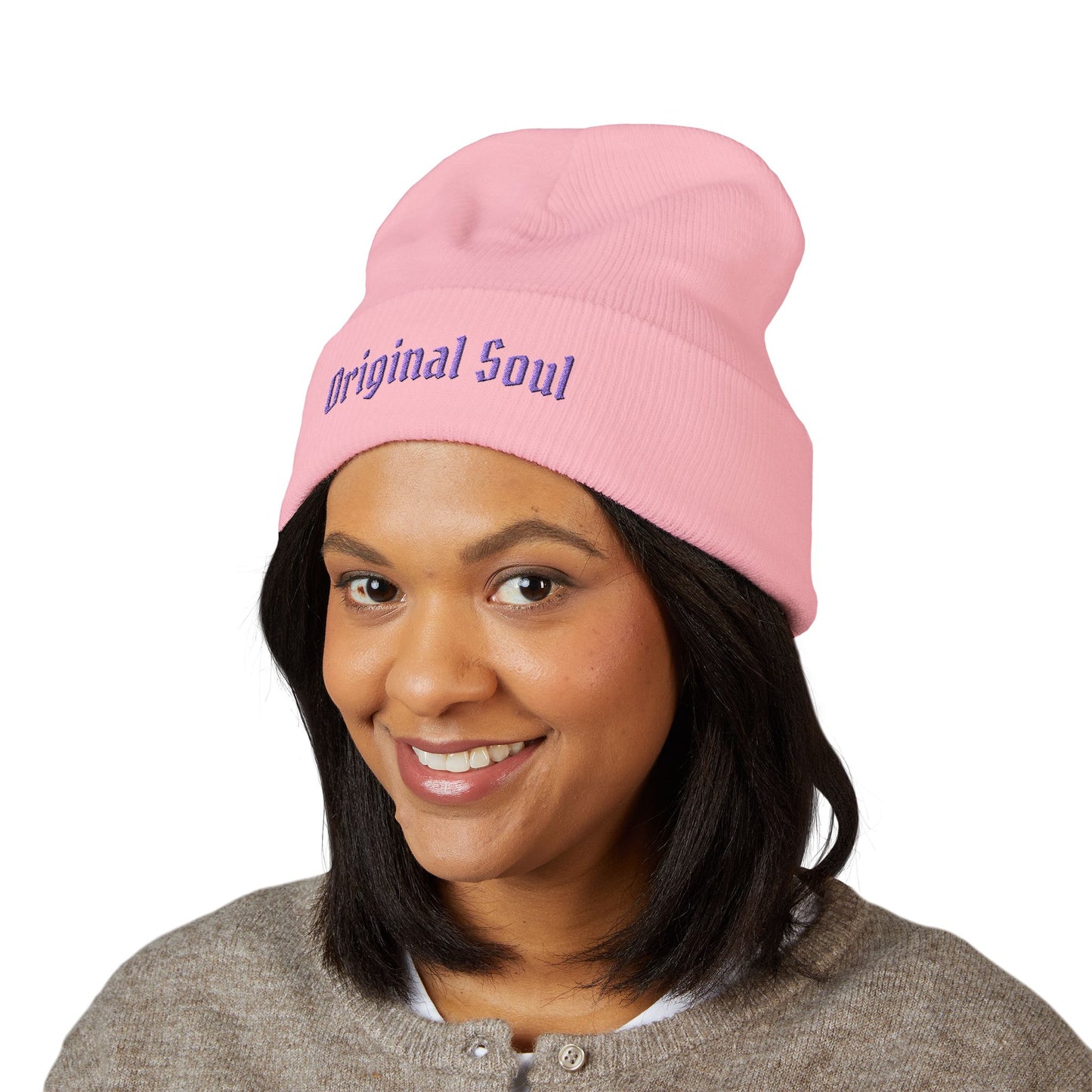 Original Soul Embroidered Beanie — Classic Cuffed Knit Hat