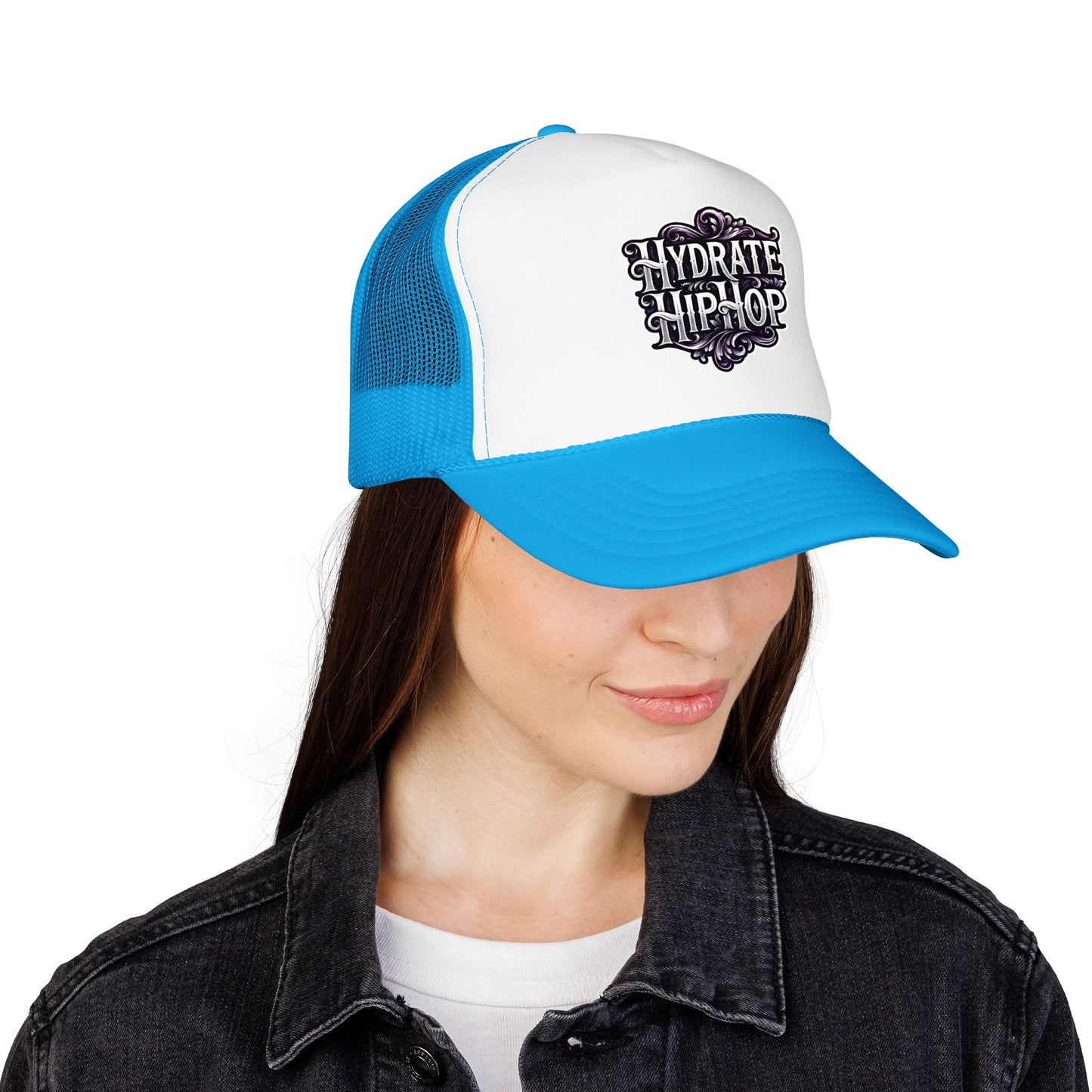 Hydrate Hip Hop Trucker Hat - Retro Script Foam Mesh Cap