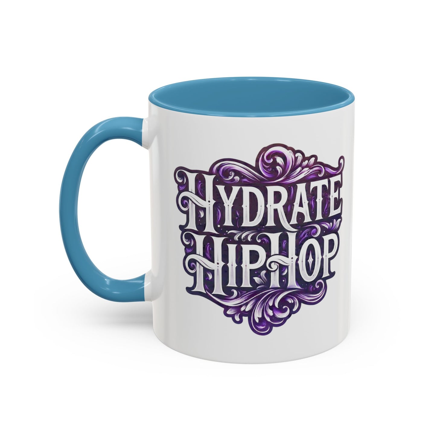 Hydrate Hip Hop Accent Coffee Mug — Purple Typography Tea & Coffee Cup (11/15oz)