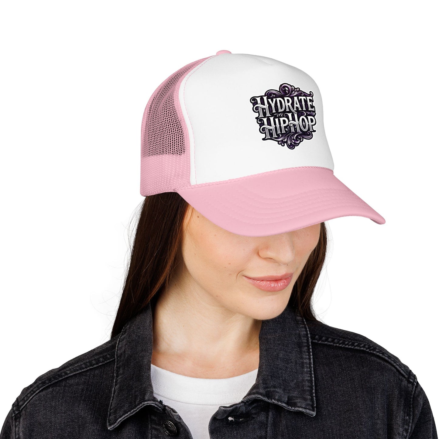 Hydrate Hip Hop Trucker Hat - Retro Script Foam Mesh Cap